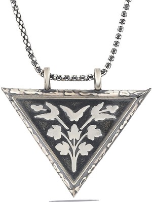 MiraLive 925 Ayar Gümüş Üçgen Içi Açılabilen Çiçek Muskalık Gümüş Kolye T6055 (72)