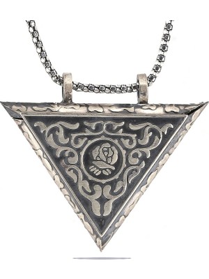 MiraLive 925 Ayar Gümüş Üçgen Içi Açılabilen Gül Muskalık Gümüş Kolye T6062 (72)