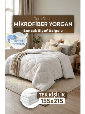 DuruClass Tek Kişilik Mikrofiber Yorgan Ekstra Yumuşak Silikon Elyaf 155x215 - Silikon Elyaf Konforu Üstün Kalite