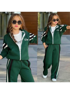 Wikiboom Kız Çocuk 3’lü Şardonlu Eşofman Takımı – Fermuarlı Üst + Tişört + Geniş Paça Alt 431381  Y