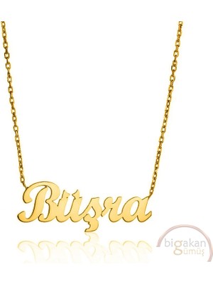 Bigakan 925 Ayar Gümüş Altın Kaplama Büşra Isimli Kolye