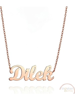 Bigakan 925 Ayar Gümüş Dilek Isimli Kolye Rose Kaplama