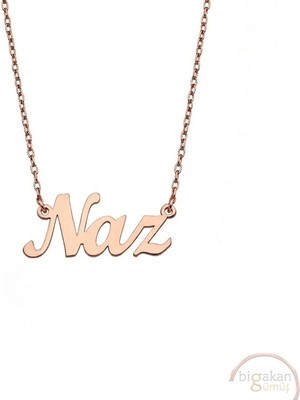 Bigakan 925 Ayar Gümüş Naz Isimli Kolye Rose Kaplama