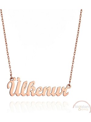 Bigakan 925 Ayar Gümüş Ülkenur Isimli Kolye Rose Kaplama
