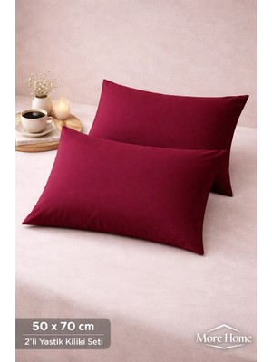 More Home Yastık Kılıfı Kapaklı (2 Adet) 50 x 70 cm Bordo