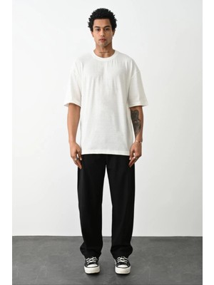 MiraLive Erkek Tişört Düz Basic Penye Yazlık Bisiklet Yaka Kısa Kol T-Shirt - Beyaz