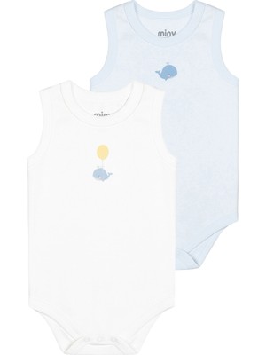 Minycenter Erkek Balina Desenli 2'li Body Yenidoğan-24 Ay Mavi