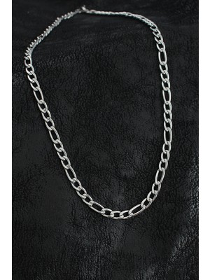 MiraLive 316L Çelik Kalın Figaro Zincir Model Gümüş Renk Erkek Kolye - TJ-ERK1394