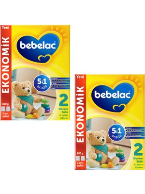 Bebelac Toz Devam Sütü 800 gr 6 - 9 Ay İçin Sütlü 2 Adet Ekonomik Paket