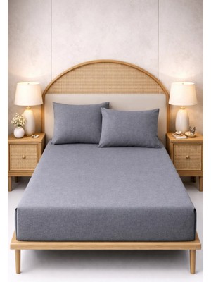 More Home Çift Kişilik Lastikli Çarşaf Antrasit Gri