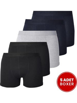 Tudors Erkek 5'li Pamuklu Likralı Esnek Kumaş Boxer