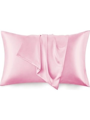 MiraLive 2’li  Ipek Dokulu Saten Pembe Yastık Kılıfı 50X70 – Mikrosaten, Saç ve Cilt Dostu
