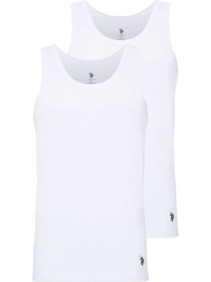 U.S. Polo Assn. Erkek Beyaz 2'li Atlet %100 Pamuklu Nefes Alabilir Konforlu Tasarım