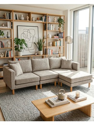 Velura Home & Living Armin Akıllı Köşe Koltuk Takımı & Modern Modüler Yataklı Köşe Takımı - Sütlü Kahve