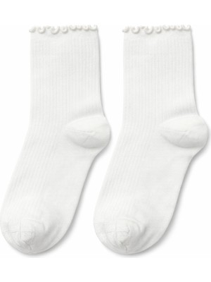 QUALITY WALKING Kadın Bambu Dikişsiz Bilek Üstü Çorap Fırfır Detaylı Şık Tasarım Ultra Konfor