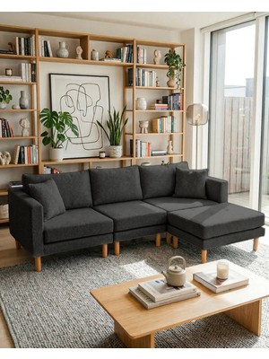 Velura Home & Living Armin Akıllı Köşe Koltuk Takımı & Modern Modüler Yataklı Köşe Takımı - Antrasit