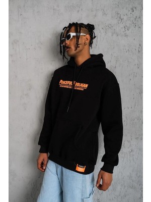 MiraLive Armalı Baskılı Kapüşonlu Sweatshirt - Siyah