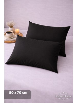 More Home Kapaklı Yastık Kılıfı (2 Adet) 50 x 70 cm Siyah