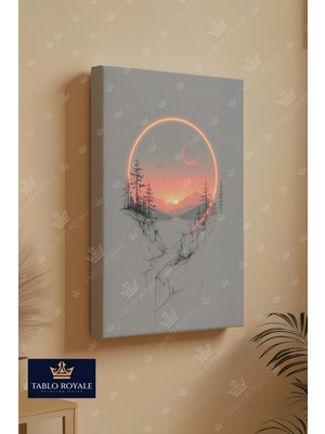 Tablo Royale Ay ve Ağaçlı Kanyon Manzarası Kanvas Tablo - Salon Tablo - Ofis Tablo