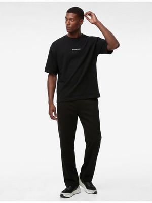 Koton Kadın Spor Eşofman Altı Polyester Karışımlı Relax Kalıp Beli Lastikli Siyah Geniş Paça