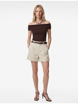 Koton Pamuklu Rahat Kalıp Cepli Kemer Detaylı Mini Şort