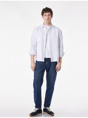 Koton Regular Fit Düğmeli Gömlek Yaka Pamuklu Uzun Kollu Gömlek