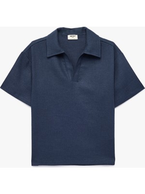 Koton Oversize Keten ve Viskon Karışımlı Kısa Kollu Gömlek