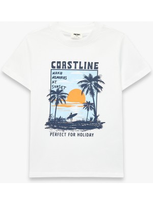 Koton Pamuklu Bisiklet Yaka Kısa Kollu Baskılı Tişört