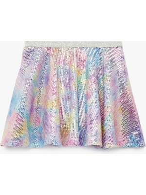 Koton Beli Lastikli Pullu Payetli Kloş Mini Etek