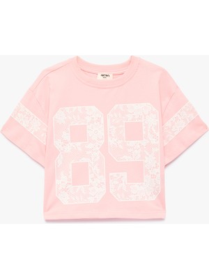 Koton Pamuklu Kısa Kollu Bisiklet Yaka Baskılı Tişört