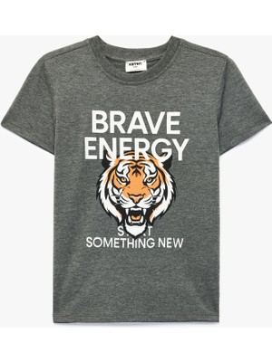 Koton Kısa Kollu Bisiklet Yaka Kaplan Baskılı Tişört