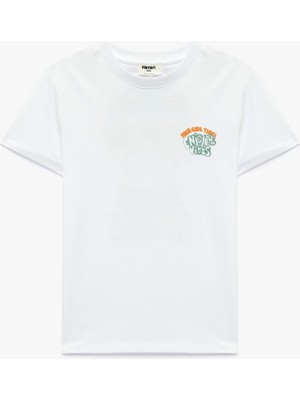 Koton Kısa Kollu Bisiklet Yaka Pamuklu Arkası Baskılı Tişört