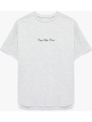 Koton Rahat Kalıp Yarım Kollu Bisiklet Yaka Baskılı Spor Tişört