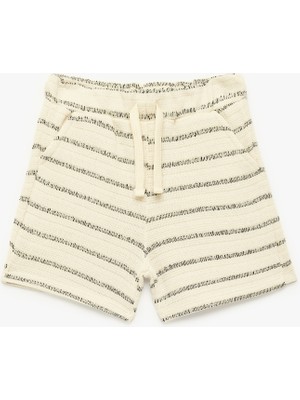 Koton Beli Lastikli Cep Detaylı Pamuklu Çizgili Şort