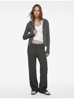 Koton Fermuarlı Kapüşonlu Uzun Kollu Slim Fit Viskon Hırka