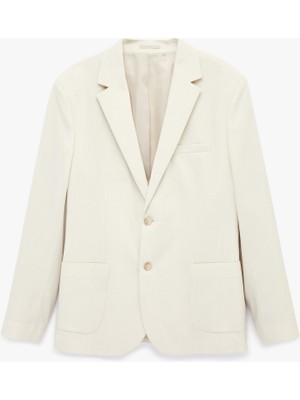 Koton Uzun Kollu Viskon Karışımlı Cepli Düğmeli Mono Yaka Slim Fit Blazer Ceket