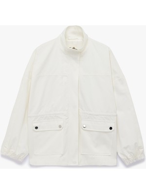 Koton Cep Detaylı Fermuarlı Büzgülü Dik Yaka Mevsimlik Ceket