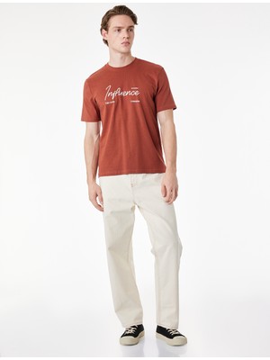 Koton Regular Fit Kısa Kollu Bisiklet Yaka Pamuklu Baskılı Tişört