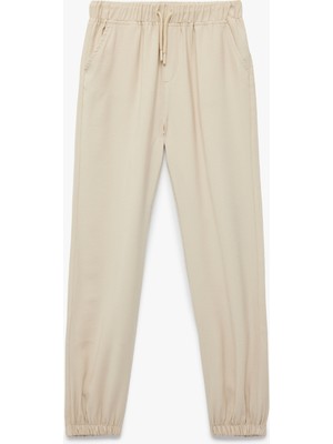 Koton Beli Bağcıklı Viskon Karışımlı Jogger Pantolon