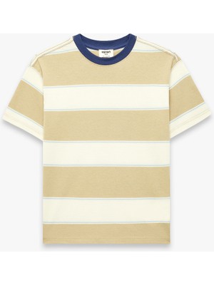 Koton Pamuklu Bisiklet Yaka Kısa Kollu Çizgili Tişört