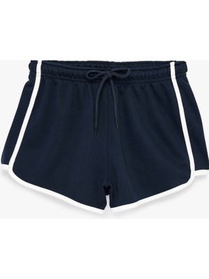 Koton Slim Fit Beli Bağcıklı Biyeli Mini Şort