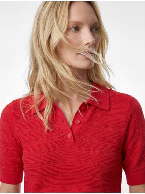 Koton Regular Fit Kısa Kollu Ajurlu Polo Yaka Triko Tişört