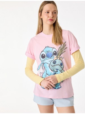 Koton Stitch Baskılı Rahat Kalıp Kısa Kollu Bisiklet Yaka Lisanslı Tişört