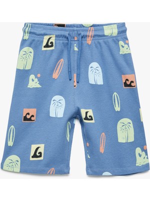 Koton Pamuklu Beli Lastikli Sörf Baskılı Şort