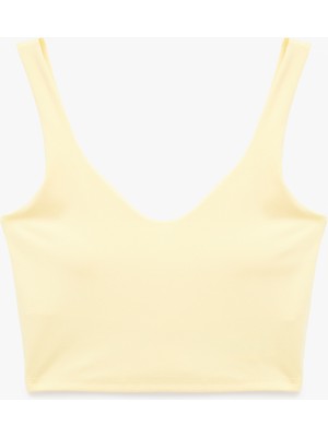 Koton Kadın Kolsuz V Yaka Slim Fit Sporcu Sütyeni Desensiz Nefes Alabilir Kumaş Özelliği ile