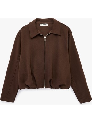 Koton Rahat Kalıp Uzun Kollu Polo Yaka Fermuarlı Sweatshirt