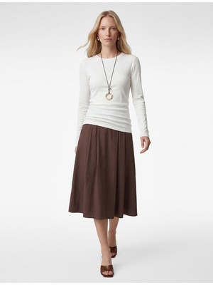 Koton Rahat Kalıp Modal Kumaş Cepli Pileli Midi Kloş Etek