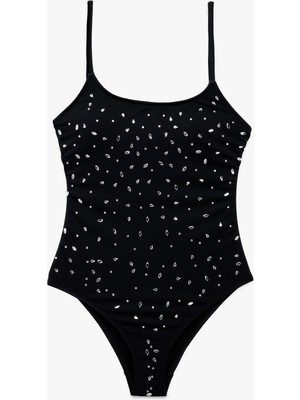 Koton Ince Askılı U Yaka Parlak Taş Detaylı Mayo