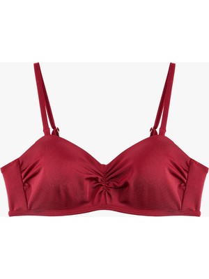 Koton Kalp Yaka Drape Detaylı Straplez Bikini Üstü