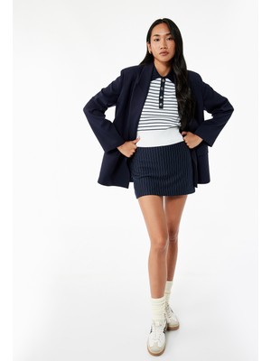 Koton Regular Fit Çizgili Mini Şort Etek